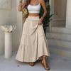 Gonna Lunga Maxi a Strati a Vita Alta da Donna con Elastico in Vita e Tasche Gonna Lunga Svasata per Uso Casual o Quotidiano