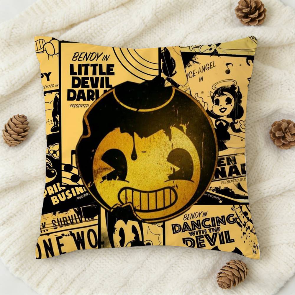 BBendy And The Ink Machine Doublesided Printed Square Decorative Cushion Cover for Sofa Living Room Home Decor