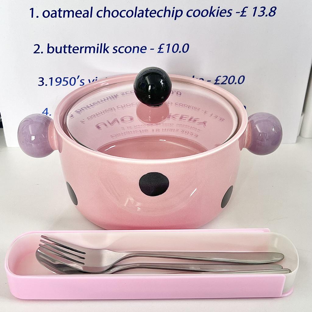 Give Girls Birthday Gifts, Cute Contrasting Colors, Polka Dots, Ceramic Instant Noodles Bowl with Lid, Girlfriend Practical Souvenir Gift Box.