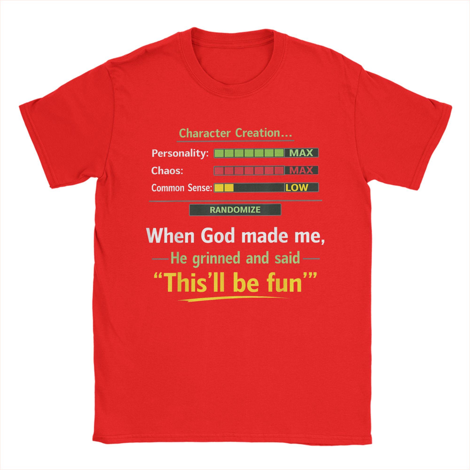 

When God Made Me He Grinned and Said Funny Sarcastic Quote TShirt Beach Cotton TShirts For Couple Tee Shirt Short Sleeve Tees S