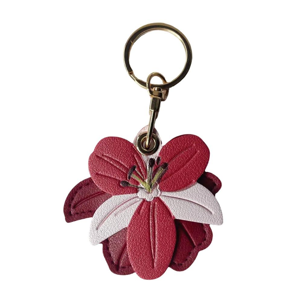 

Access Control Card Holder Bag Pendant PU Leather Bag Hanging Fashion Flower Keychain Women красный