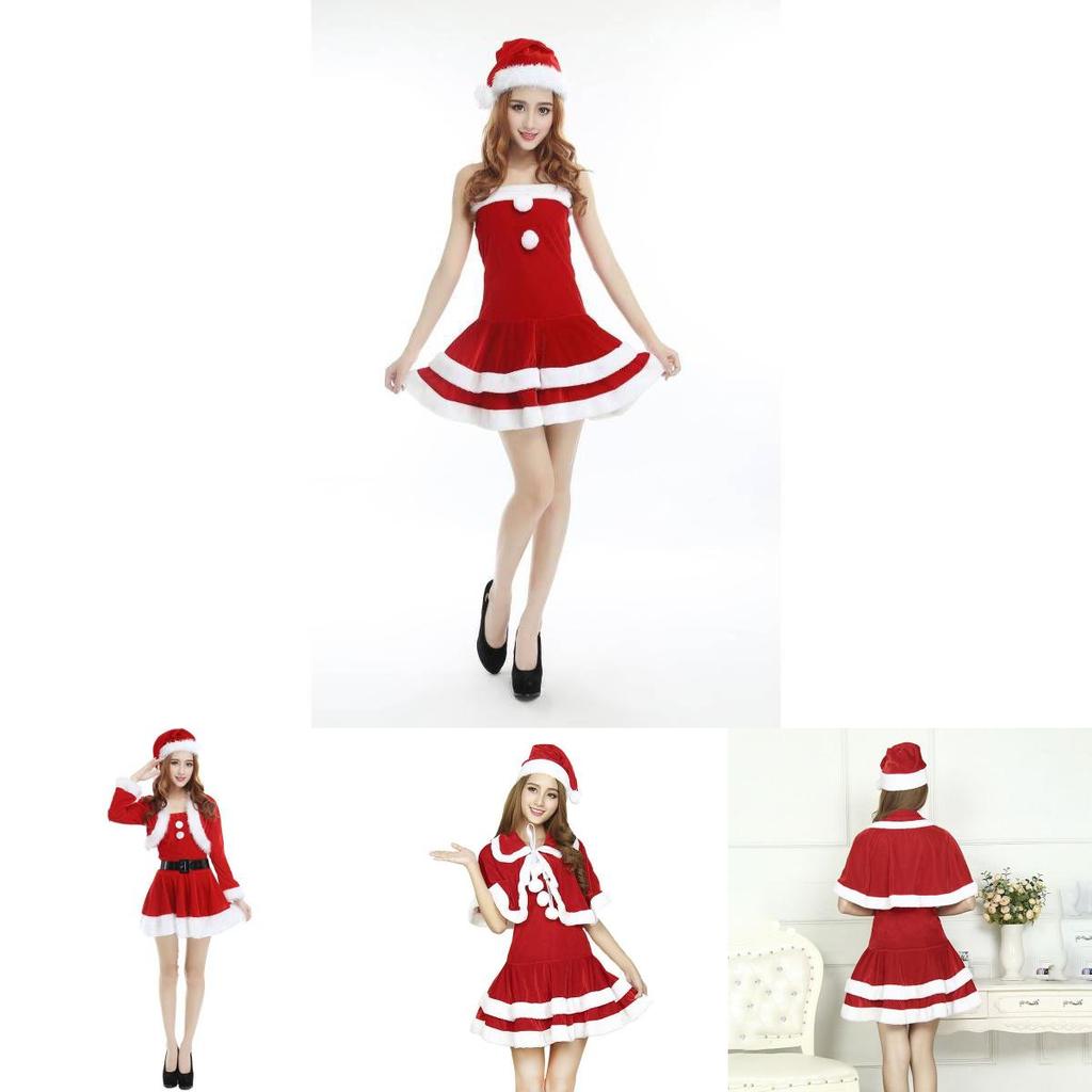 Deluxe Christmas Santa Claus Adult Female Performance Skirt Set