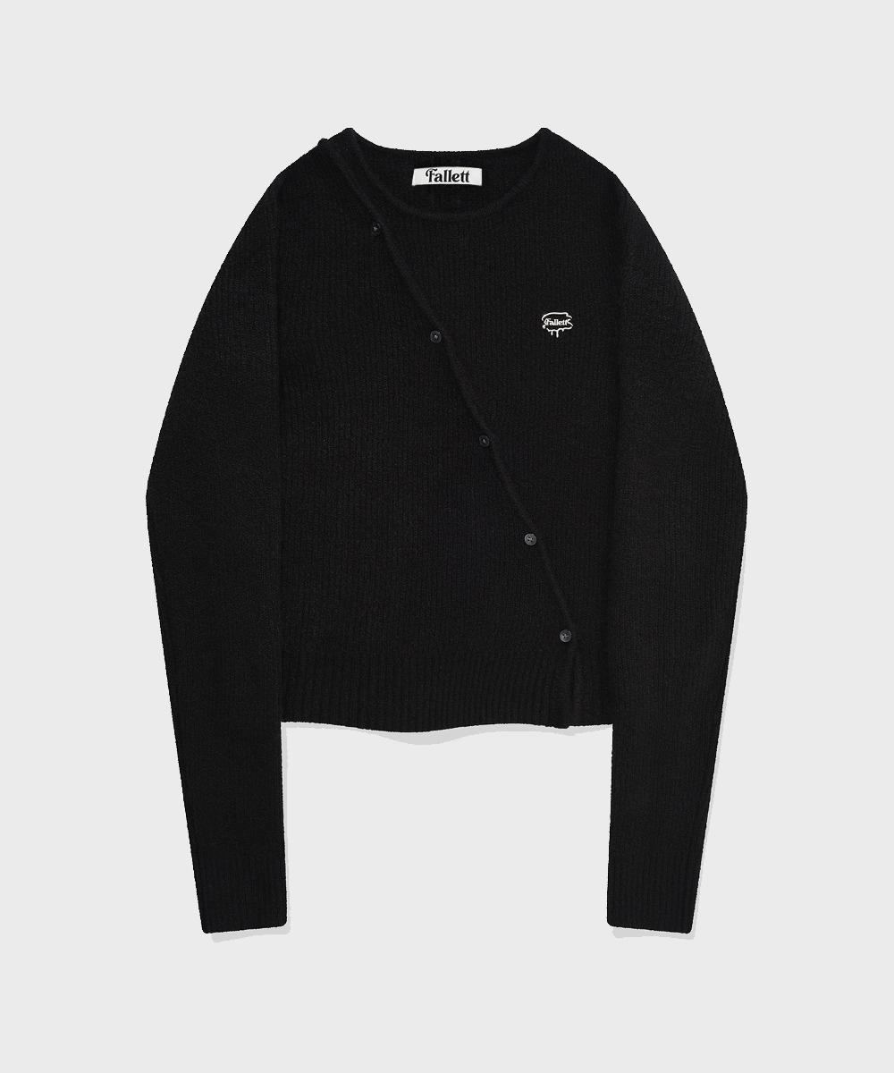 Pallet Slit Button Knit Black Black/M