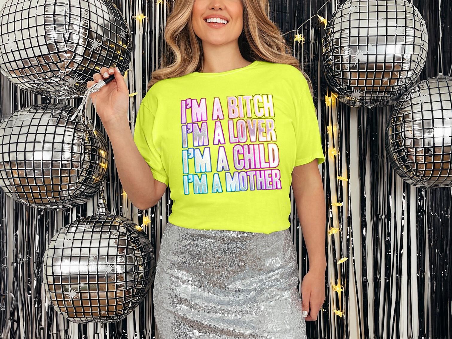 Im A Bitch Im A Lover T-Shirt Mens Womens Tees Top Funky Print Fancy Dress Weekend Party Hen Music 4XL