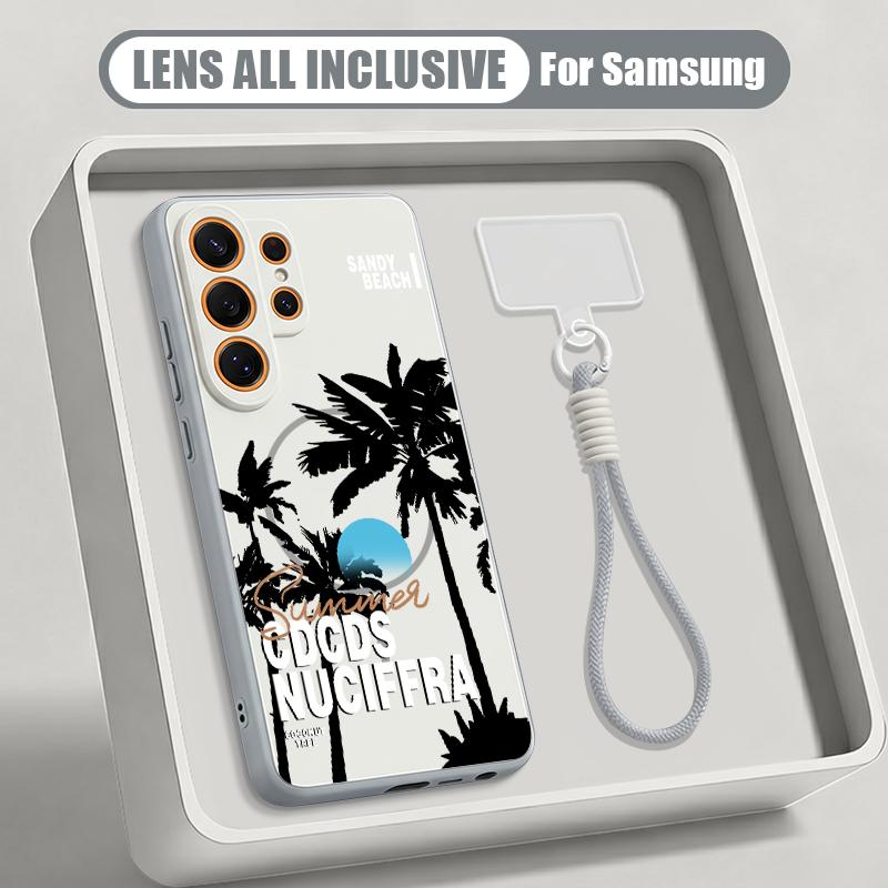 Kreative Kokosnuss-Sonnenuntergang-Muster Hülle Für Samsung S26 Ultra S25 FE S24 S24 Plus A57 A37 A17 A56 A36 A16 A55 A35 A15 A54 5G Hybrid Magnetisch Matt Abdeckung