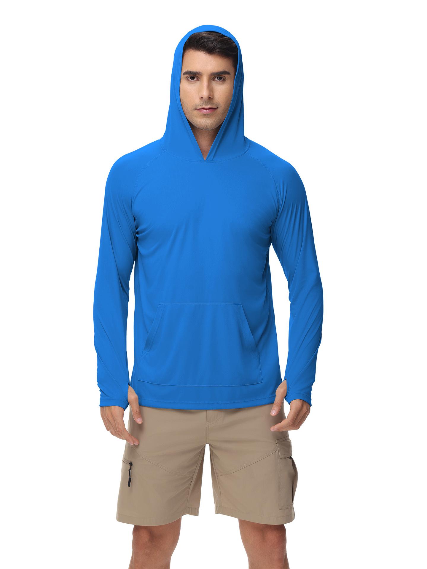 

Мужская худи с длинным рукавом для бега с защитой от УФ-лучей и отверстиями для больших пальцев S королевский синий