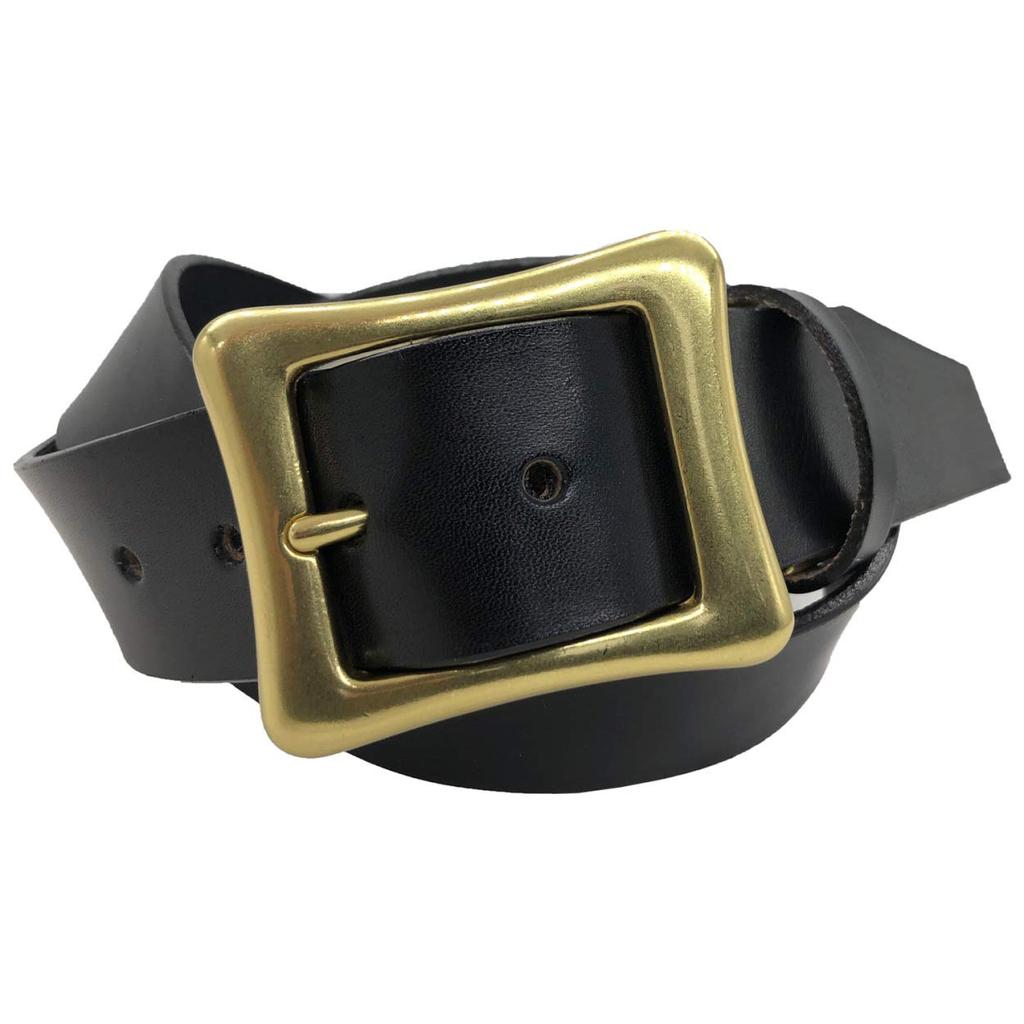 WING LEATHER Tochigi Leather Belt for Men, Genuine Leather, Casual, Made in Japan, Cowhide, Stylish, Plain, 40mm, W051, Size M, Black