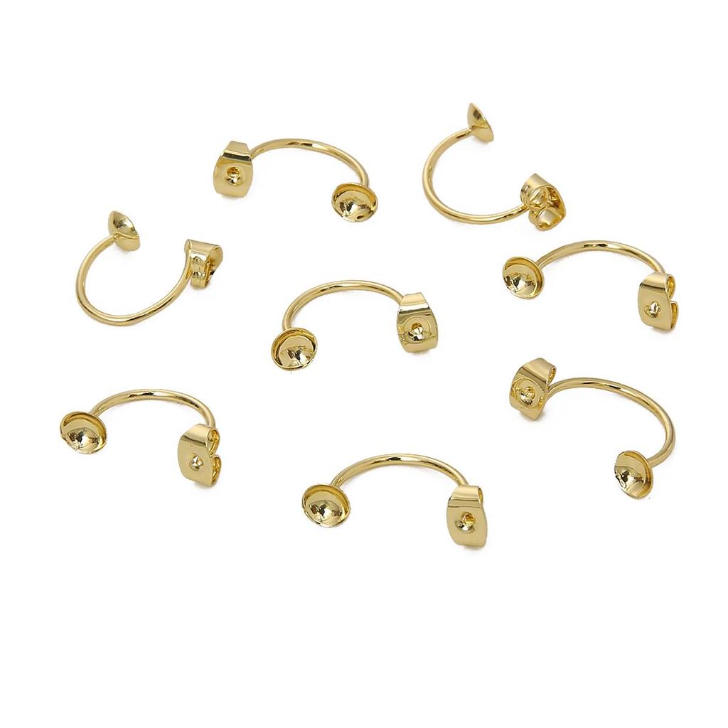 Copper C-shaped Butterfly Earbuds Findings for DIY Jewelry Craft 2 Pcs