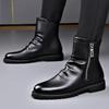 Fashion Autumn Winter Black Leather Ankle Boots for Men Fashion Casual New Designer Wool Warm Cotton Shoes Male Big Size Platform Boots