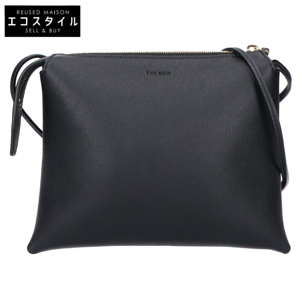 THE ROW W1236 L52 NU MINI TWIN/New Mini Twin Leather Shoulder bag Black/GDHardwareUsed