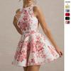 Damen Frühling/Sommer Schnürung Blumig Spaghettiträger Midi-Kleid