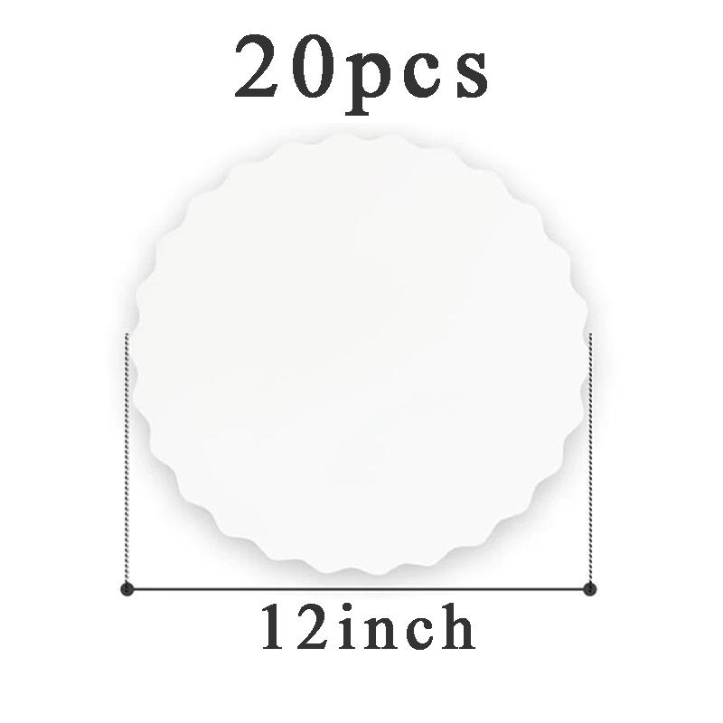 20PCS White Round Wavy Edge Cake Boards 6/8/10/12inch Food-Grade Disposable Corrugated Cake Circles Base Trays Cake Plates