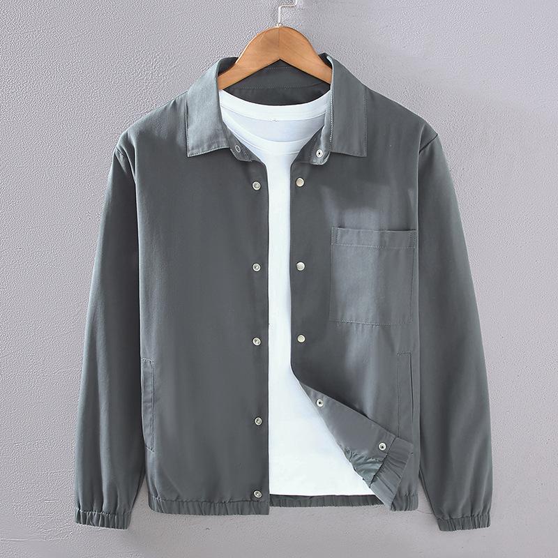 Japanese Style Lapel Collar Jackets for Men Spring Fall Daily Casual Men's Coat Solid Color Cotton Button Coat