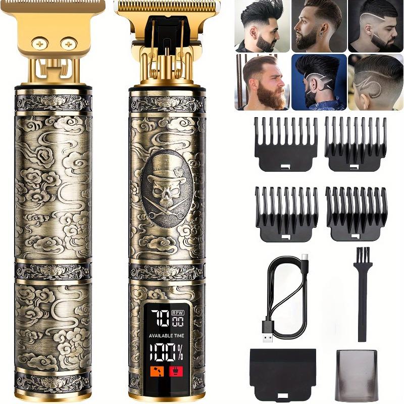Men's Professional Barber, Men's Beard Trimmer, Hair Trimmer, Cordless Rechargeable with LCD Display, Close To Zero Gap Trimming Kit