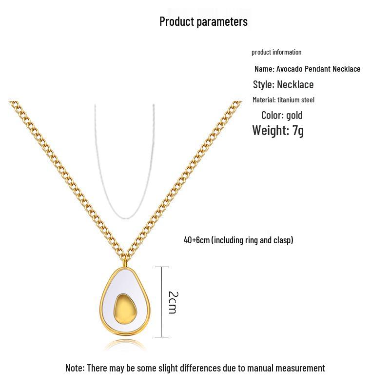 Exquisite Light Luxury Gold-Plated Avocado Pendant Necklace with Long-Lasting Titanium Steel Clavicle Chain