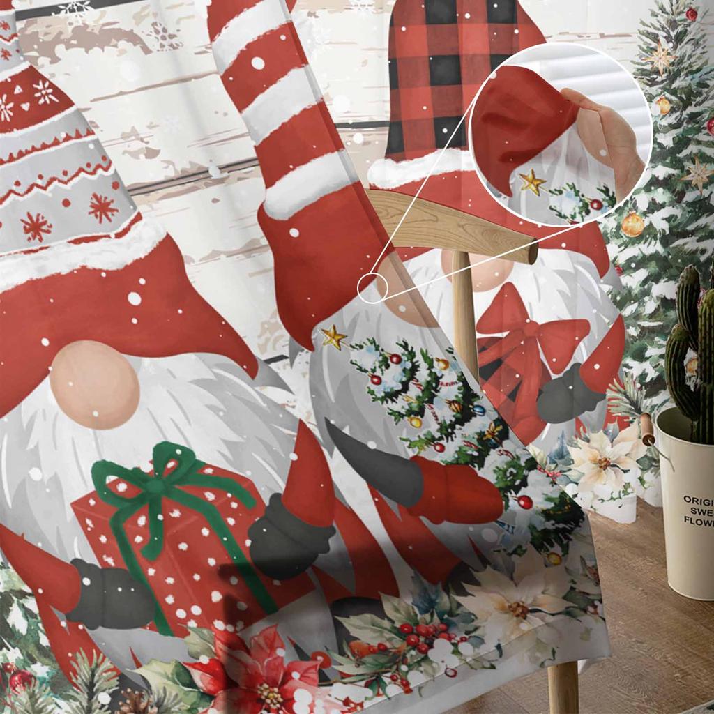 Weihnachtskugel Zwerg Weihnachtsstern Weihnachtsbaum Transparente Vorhänge Schlafzimmer Dekoration Fenstervorhänge Küche Tüll Voile Vorhänge