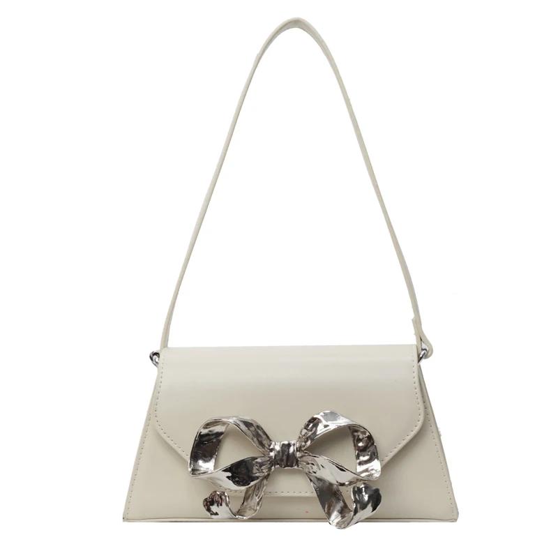 Spring and Summer Fashionable Bow Decoration Crossbody Bags For Women‘s Luxury Designer Solid Color PU Leather Shoulder Handbags