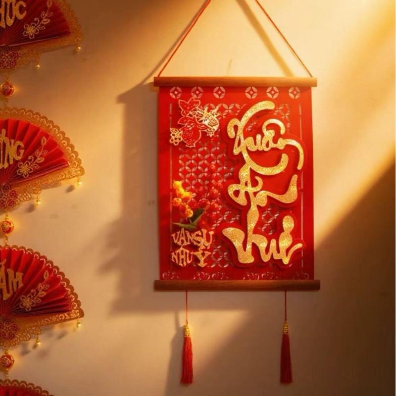 Horse Year 2026 Vietnamese Festive Ornaments, Spring Festival Tet Decor, New Year Wall Hanging Pendants Atmosphere.