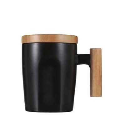TOMIC Kreative Keramiktasse für Kaffee mit Holzgriff und Deckel