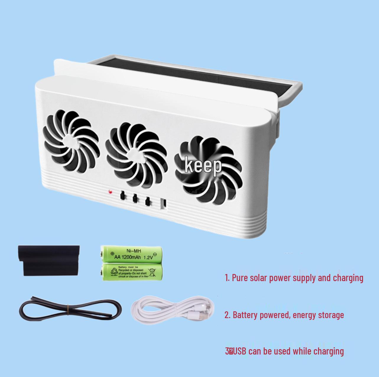 

3-in-1 Solar Car Exhaust Fan for Window Ventilation and Smoke Removal