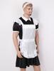 Men's Frilly Satin Flutter Sissy French Maid Dress Costume Crossdress Nightwear Pajamas
