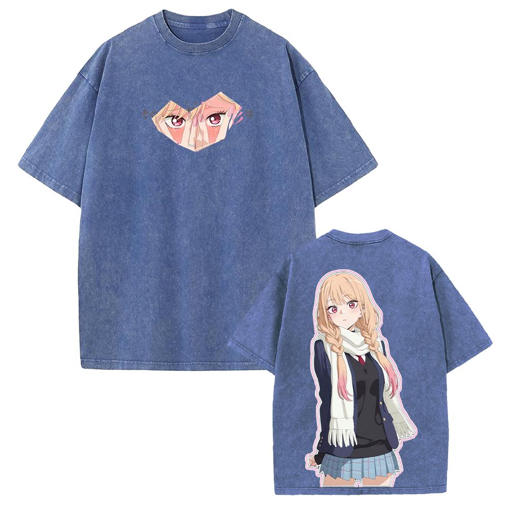 Harajuku Anime My Dress-Up Darling T-shirt Marin Fashion Washed T Shirt Men Women Clothing Summer Short Sleeve Cotton Tees Tops