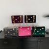 Women's Dark Green Velvet Crossbody Bag, Sunburst Stud Square Shoulder Bag with Gold Chain Strap