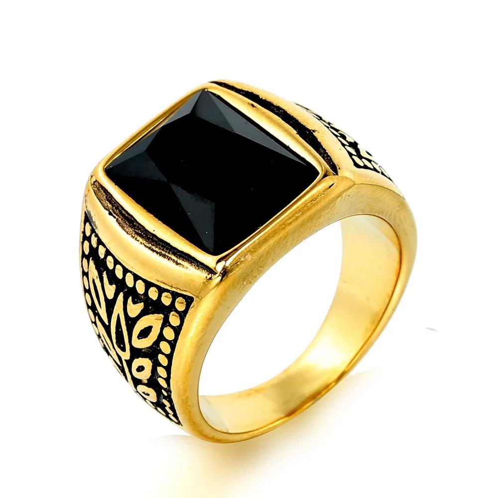 Punk Hochwertiger Mehrfarbiger Steinring für Männer Frauen Hip Hop Ahornblattmuster Edelstahlring Schmuck Geschenk Dropshipping