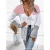 Women European American Lazy Style Striped V Neck Long Sleeve Knit Cardigan Sweater