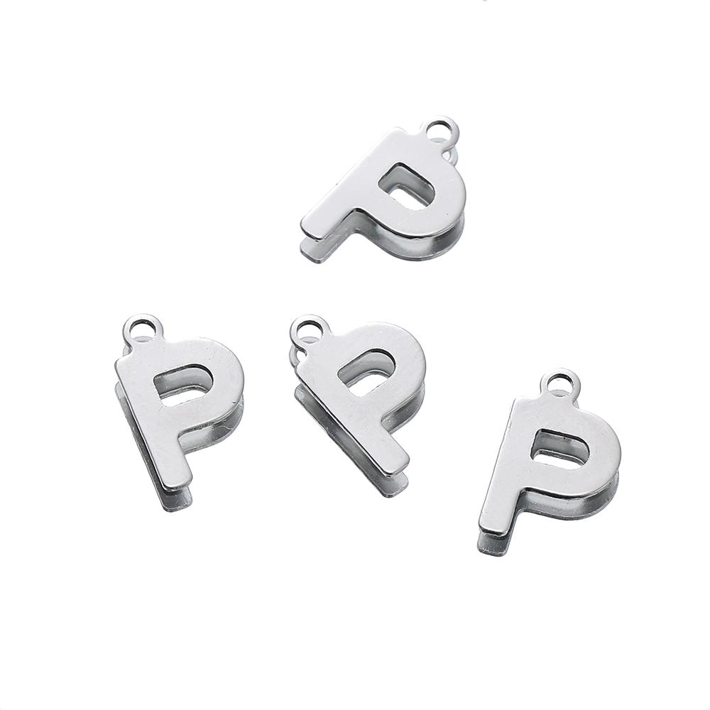 50 Stück Edelstahl 12mm Englische Buchstaben A-Z Anhänger für DIY Halsketten Schmuckherstellung Zubehör