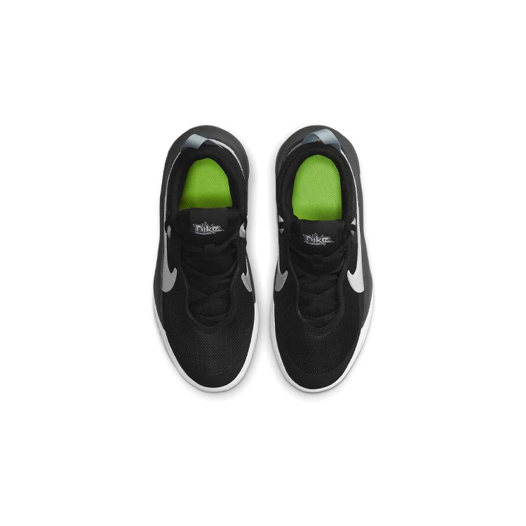 Nike Team Hustle D10 GS Black Metallic Silver Kids Sneakers Volt White CW6735-004