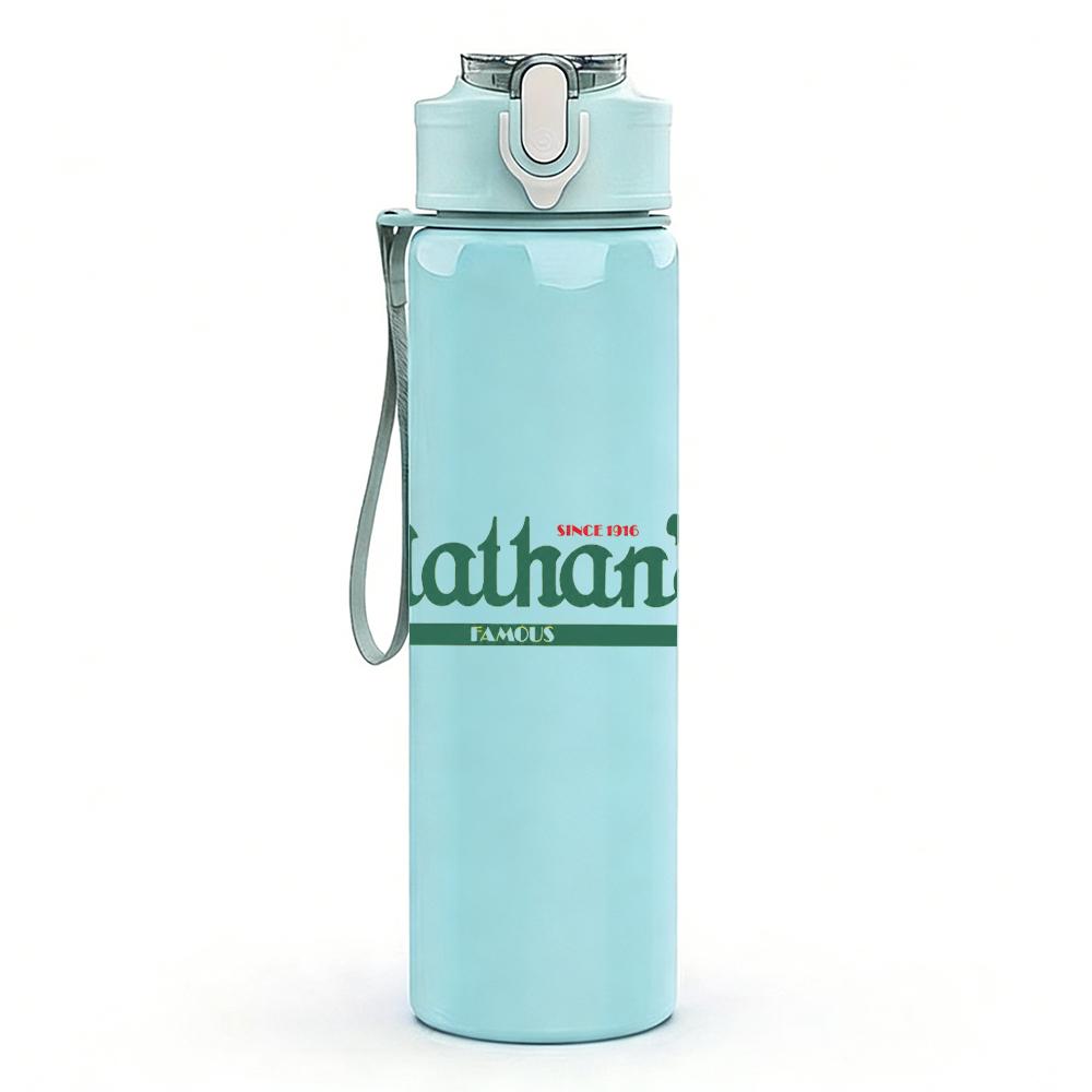 1PC Nathan's Hot Dog Retro Brand Text Print 750ml Portable Sports Water Bottle Leakproof Gym Outdoor Travel Drink Cup