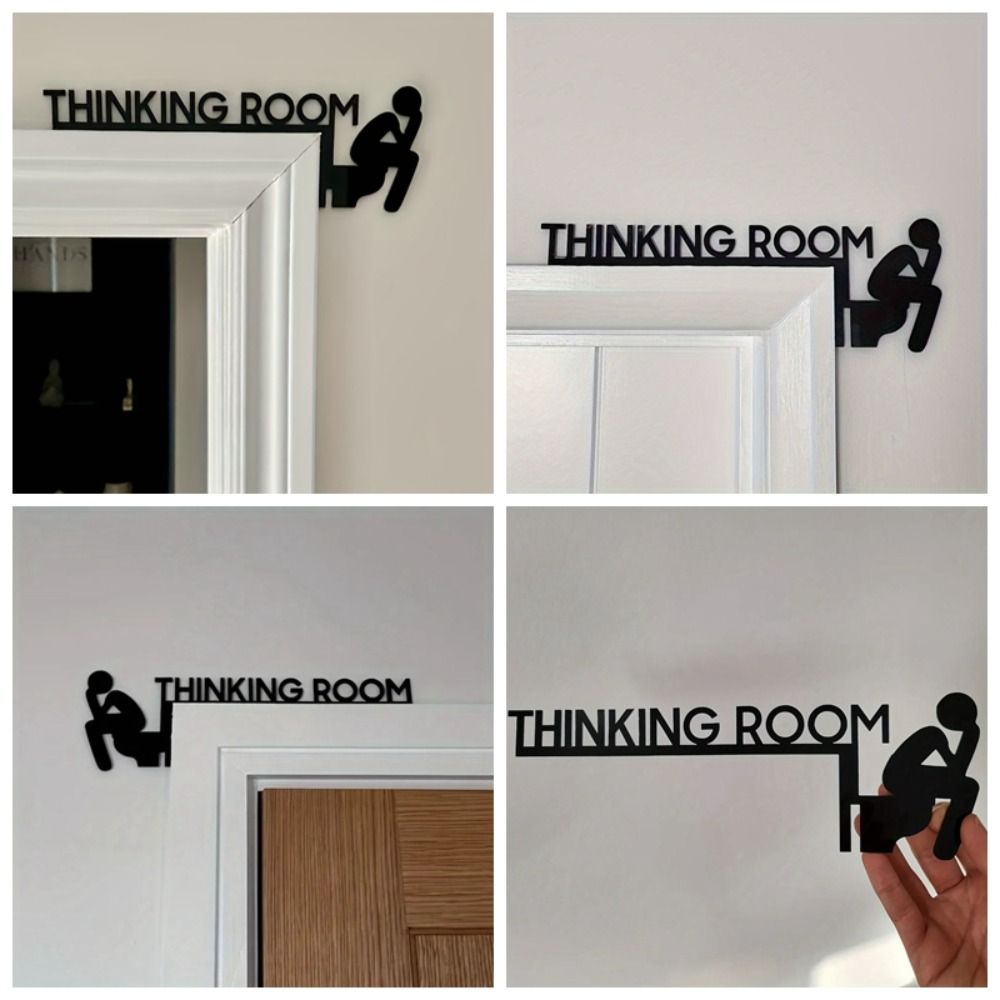 Black Thinking Room Wall Mount Sculpture Metal Decorative Door Frame Pendant Toilet Door Sign Home