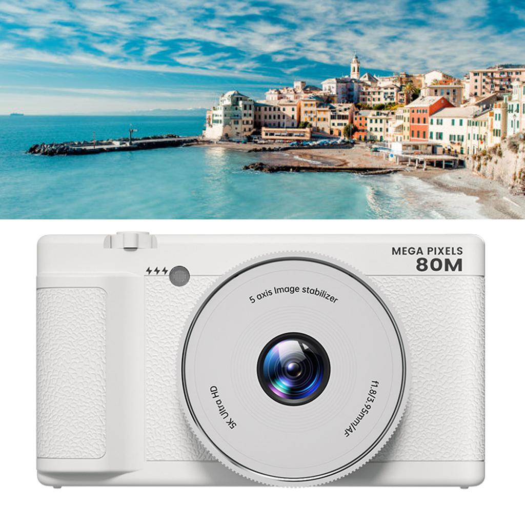 Digital Camera 80MP 5K with 270 Degree   Screen 2.8 Inch LED Fill Light 18x Zoom HD Compact Travel Video Camera for Beginner Students