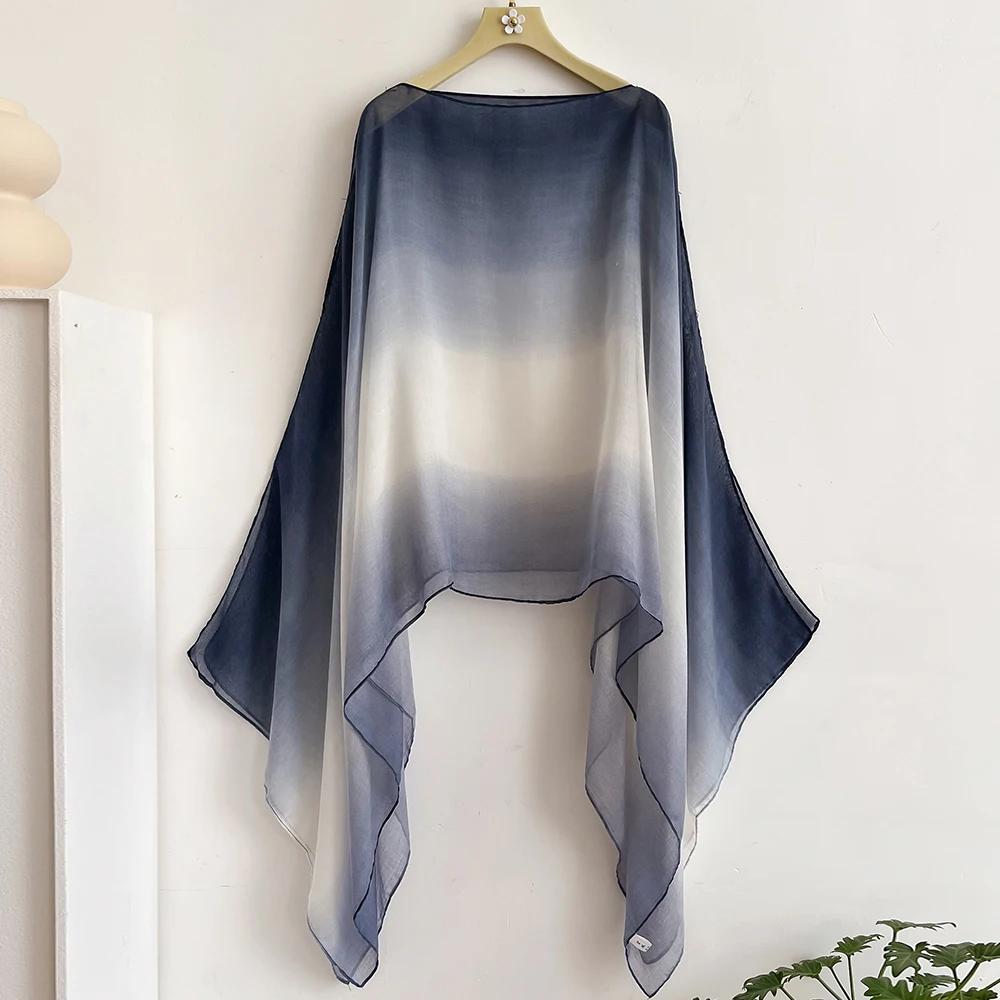 Spring And Summer Women Plain Colour Travel Ethnic Style Shawl Cotton Linen Feel Thin Type Sunscreen Beach Towel Split Shawl