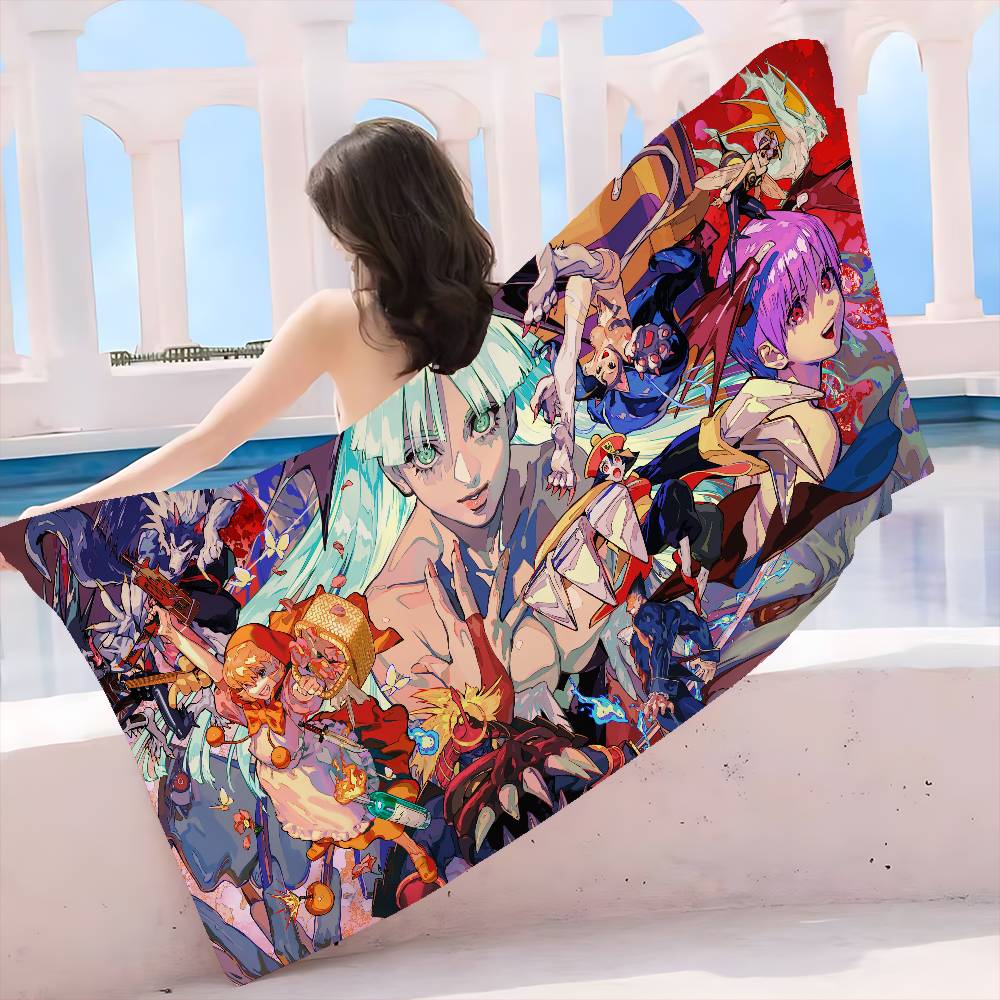 Fighting Game Vampire Darkstalkers Microfiber Beach Towel Absorbent Quick Dry Soft Yoga Swimming Resort Mountain Climbing Towel