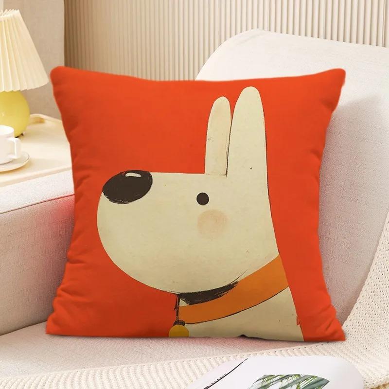 Art Illustration Dog Cushion Cover German Shepherd Doberman Peach Skin Throw Pillowcase For Sofa Living Room Home Decor 40X40Cm