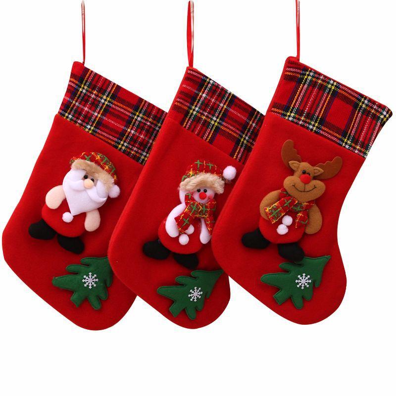 Christmas Christmas Stocking Christmas Decorations Stocking Christmas Gift Bag Medium Size Plush Three-dimensional Christmas Stocking Pendant