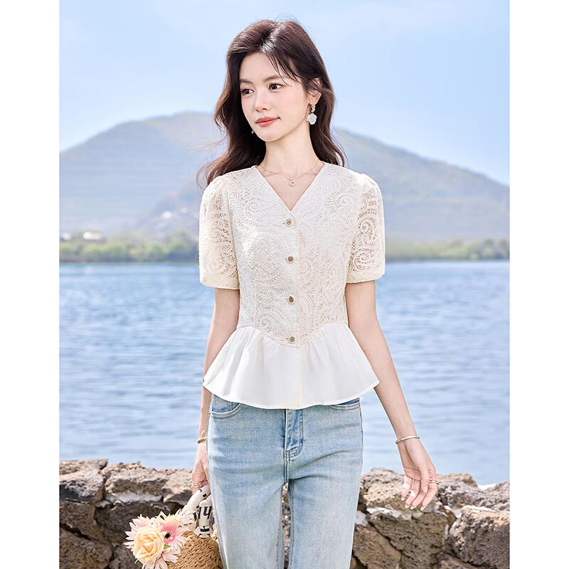 Elegant Lace V-Neck Resort Blouse
