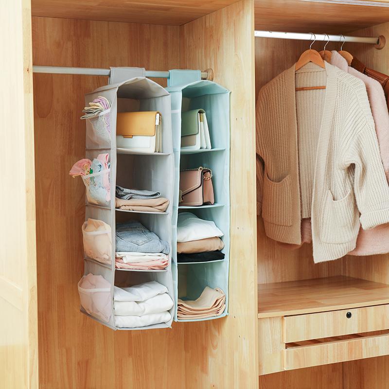 Non-woven Washable Wardrobe Multi-Layer Folding Hanging Bag for Bra, Socks Storage Organizer, Clothes Organizer