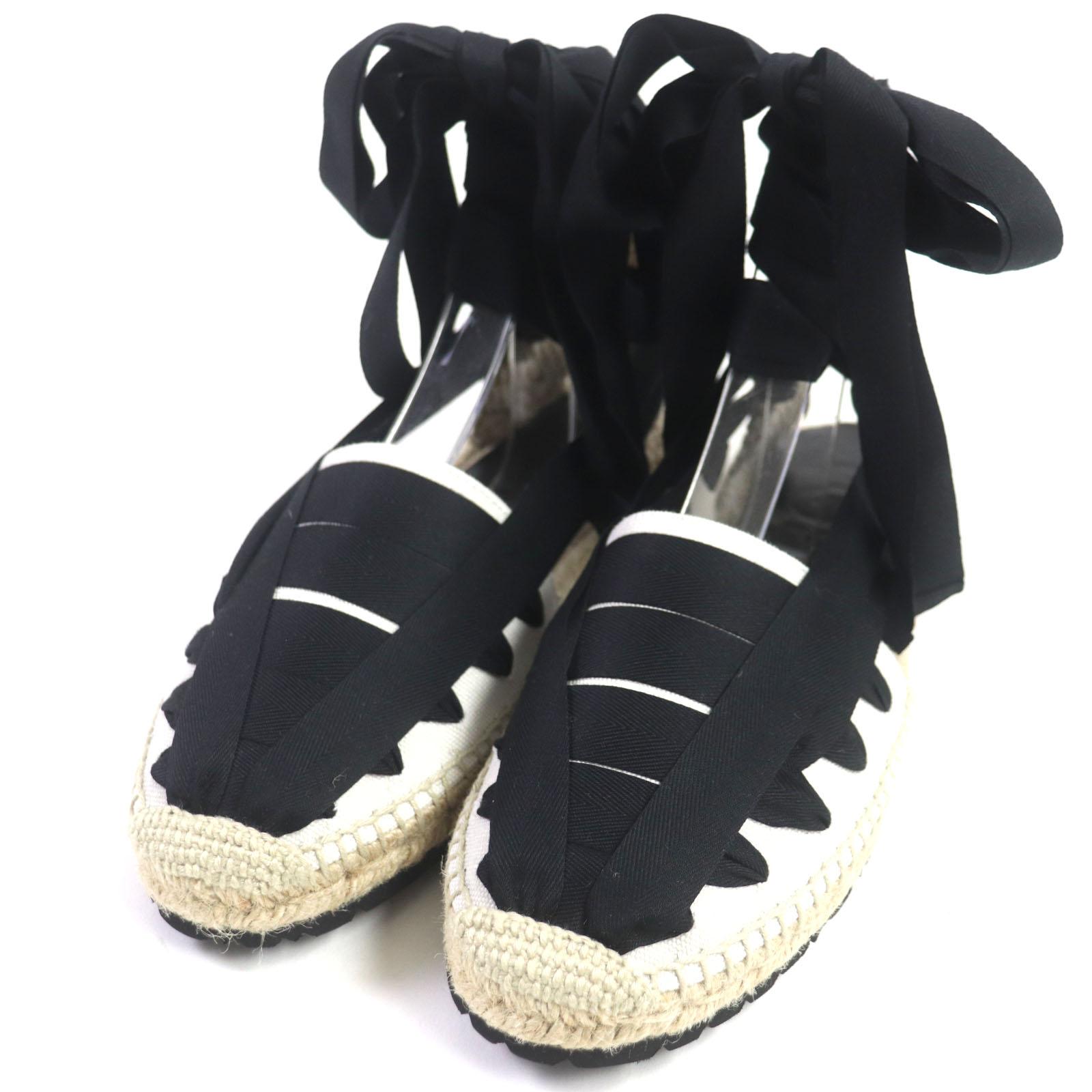 

Pristine LOEWE Sandals Espadrille Lace-up shoes Black beige canvas mens 42 731911 Used