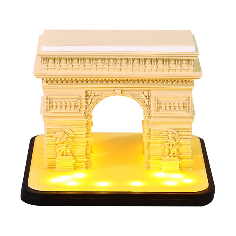Time Piece Calendar 2026 Desk Calendar With Led Light 3D Tear-Away Calendar Paper Carving Art Memo Pad Notepad Gift Christmas