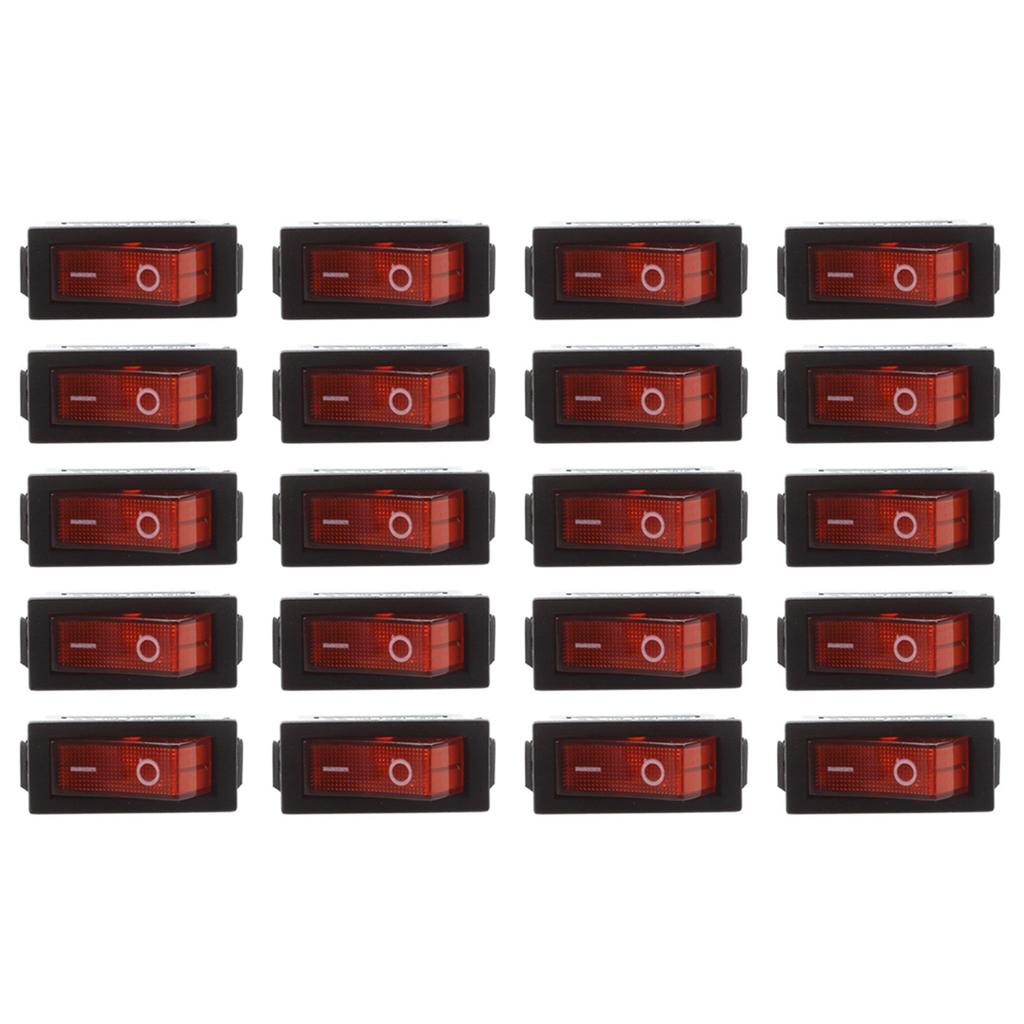 AC 16A/250V 20A/125V Red Light Illuminated On Off SPST Boat Rocker Switch X 20 Pcs-B61B