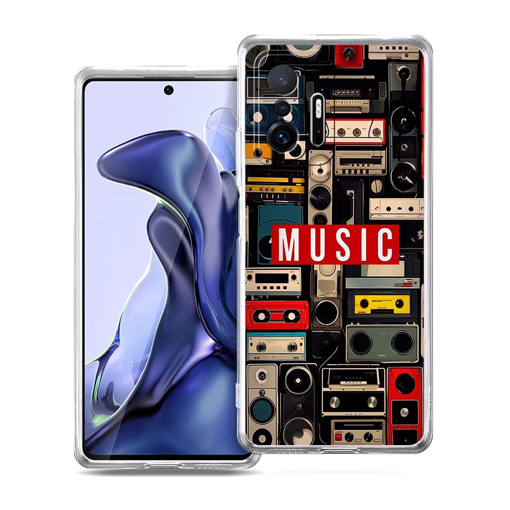 Transparent Phone Case for Xiaomi Mi 14 13 12 11 Ultra 13T 12T 11T Poco X3 NFC F3 F6 Pro 5G Soft TPU Retro Radio Graphic Pattern