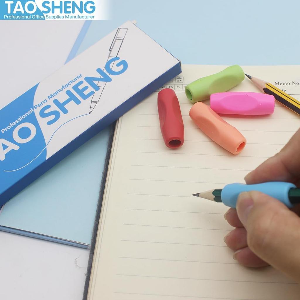 Silicone Pen Grips Set, Pure Color Pencil Grips Ambidextrous Writing Aid for Children Adults, Flexable Soft Comfortable Corrective Finger Tool for