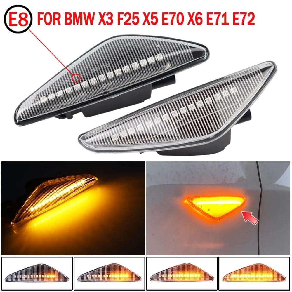 Dynamic Flowing LED Side Marker Turn Signal Light For BMW X5 E70 X6 E71 E72 X3 F25 Sequential Lamp Blinker