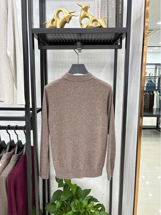 Men's 100% Wool High-Collar Knit Sweater – Thick, Warm, Solid Color, Perfect for Autumn and Winter