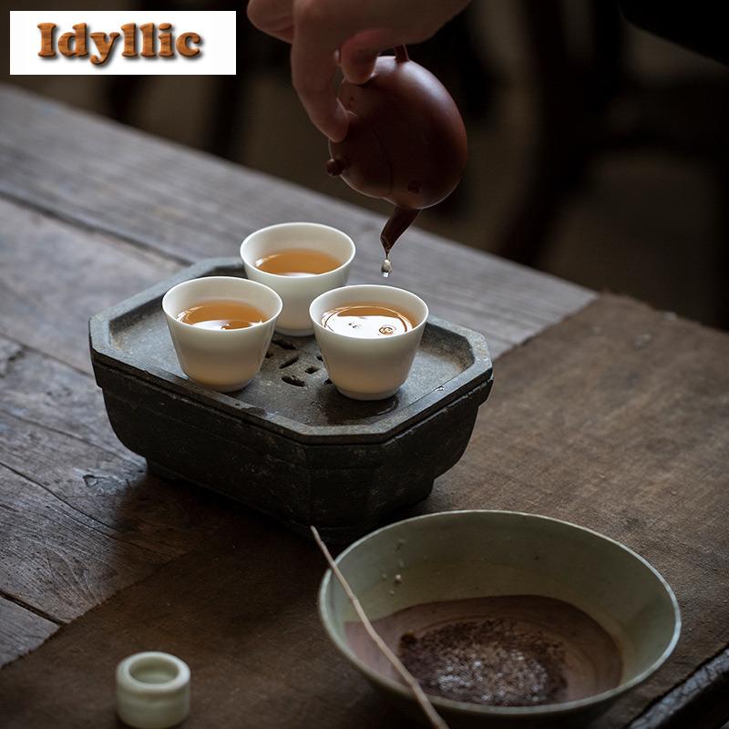 2pc/lot Horseshoe Teacup Luxury Tea Bowl Water Jug Tea-tasting Fragrance Cup Chazhan Master Cups Household Cafes Supplies 35ml