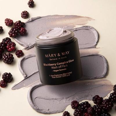 Mary & May Blackberry Complex Glow Wash Off Pack,Moisturizing, KBeauty, Korean Cosmetics, Sample