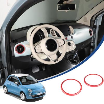 Hcilloend Kryty ventilačných otvorov klimatizácie pre nové Fiat 500 Hliníkové Jednoduché Dekoratívne Interiérové Vlastné Sada 2 (2016-2024), Zliatina, Inštalácia, Samolepiaci,